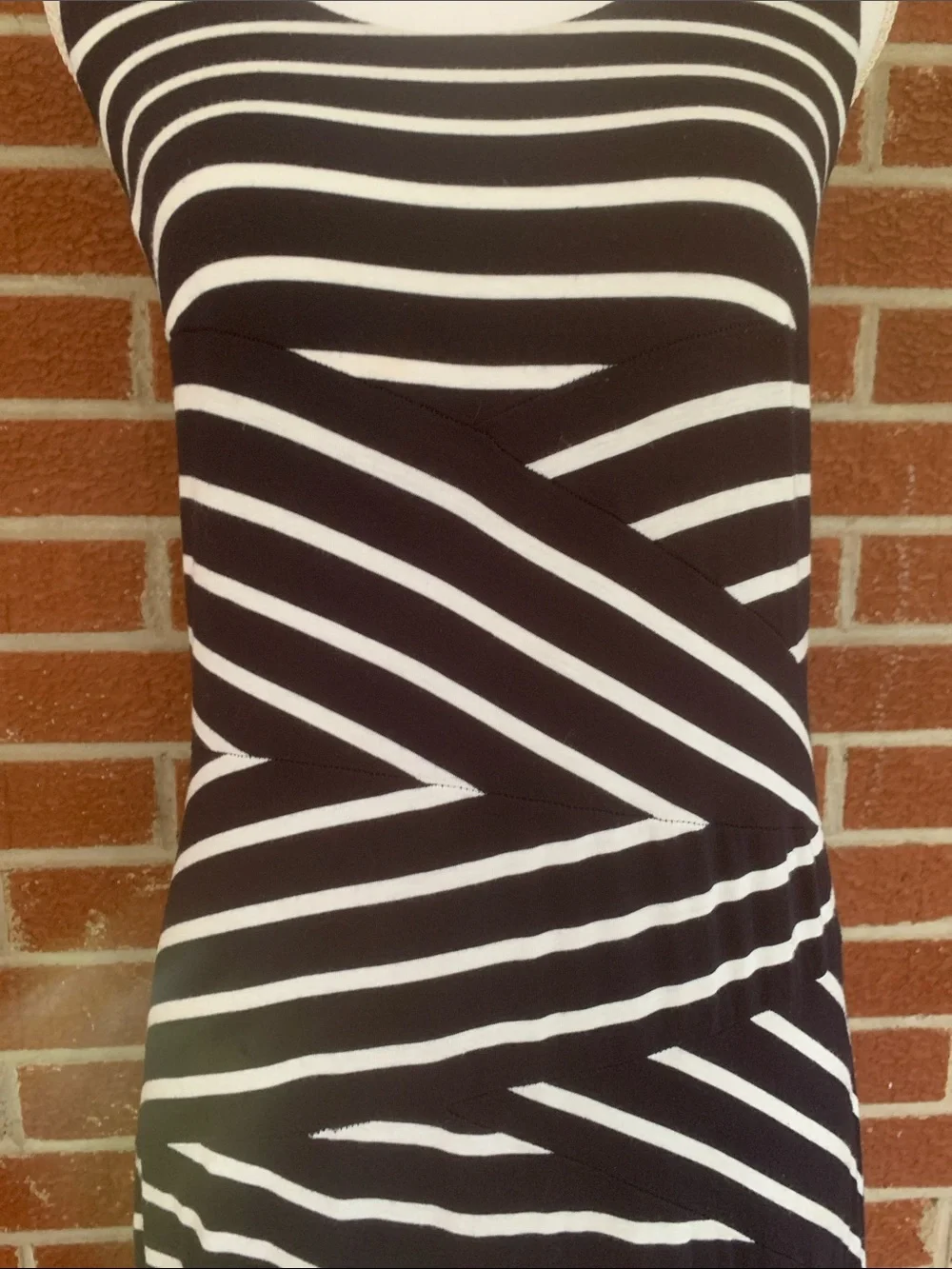 Calvin Klein Black and White Striped Maxi dress